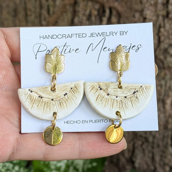 Half Pana Statement Earrings with Tree Post and Pendant