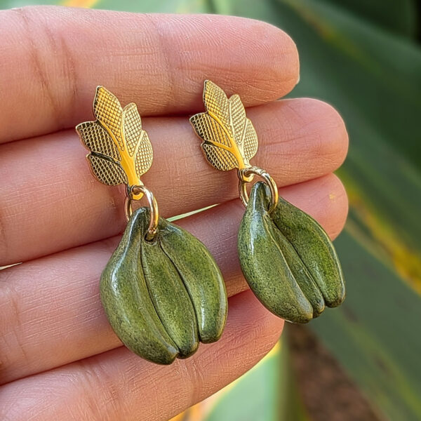 Platano Green Banana Bunch Earrings