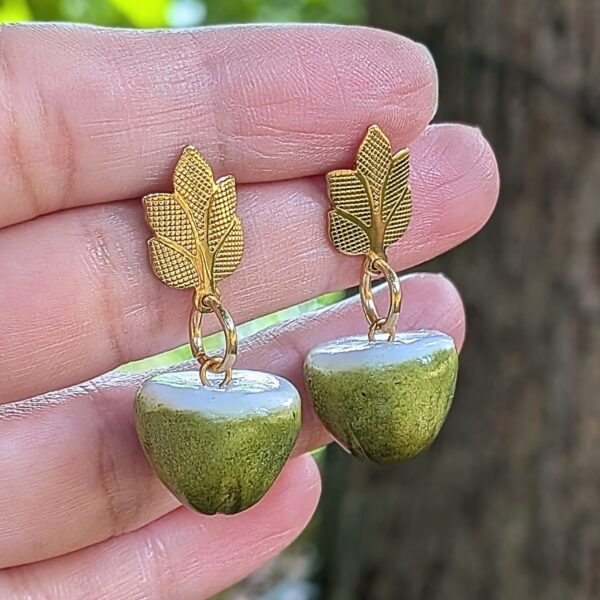Green Coconut Stud Earrings From Puerto Rico