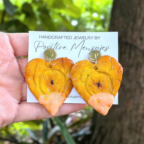 Heart-Shaped Tostones Con Mayo-Ketchup Earrings