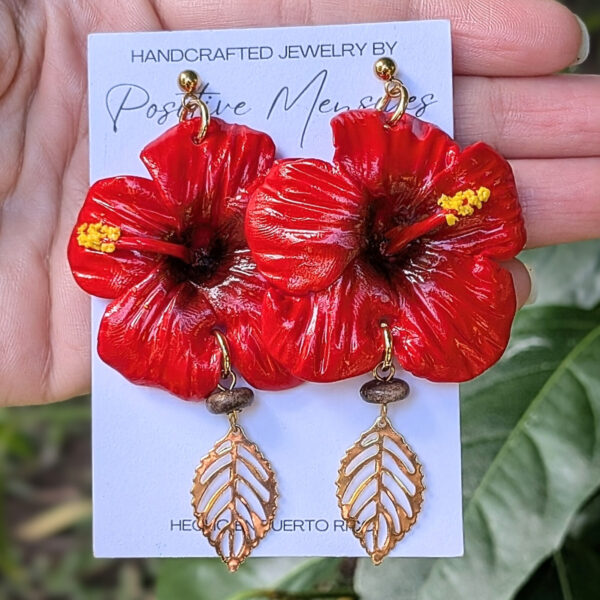 Flor De Maga Earrings With Leaf & Handmade Beads
