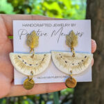 Half Pana Statement Earrings with Tree Post and Pendant