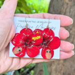 Flor De Maga Earrings with a Touch of the Puerto Rican Frog