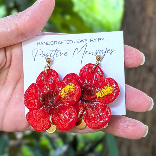 Flor de Maga Flower Earrings with Round Pendant