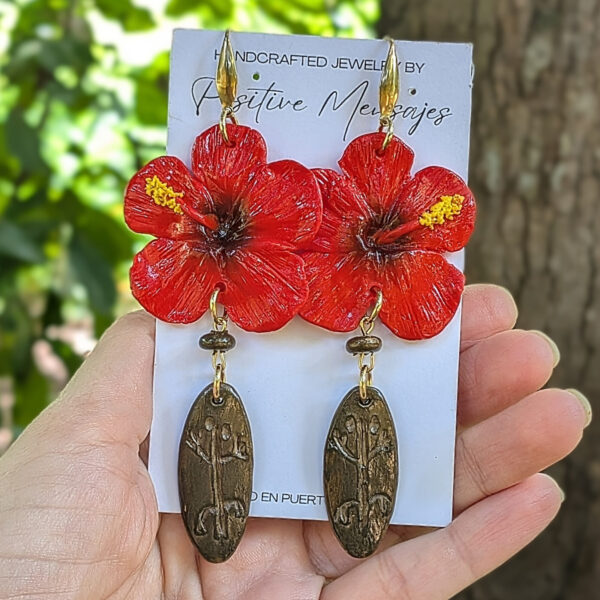 Taino-Inspired Flor De Maga Earrings With Rhombus Hooks
