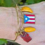 Puerto Rico Flag Pastel Alcapurria Empanadilla Side Open Bracelet