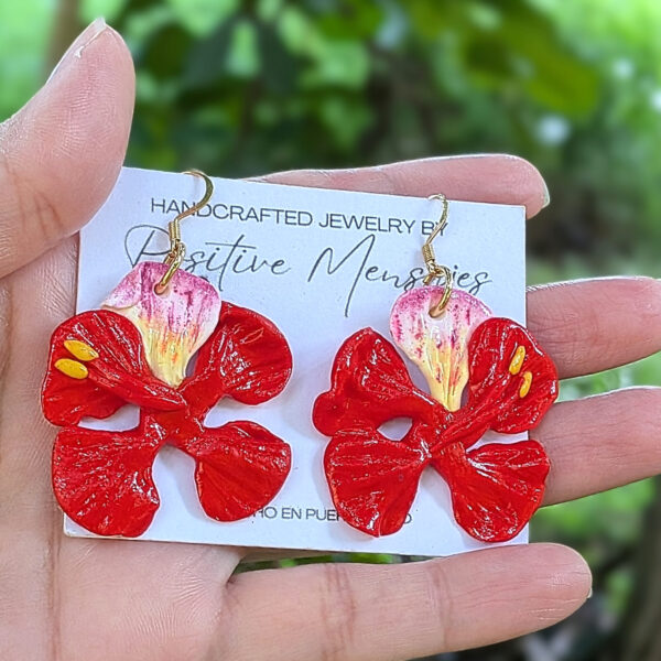 Puerto Rico Flamboyan Flower Earrings