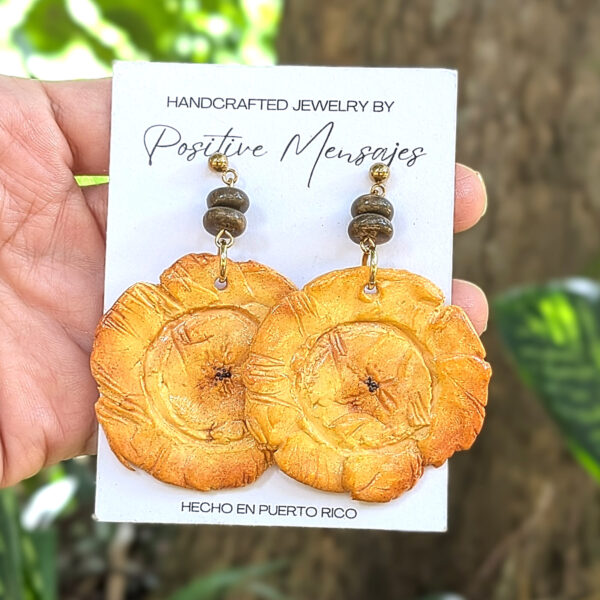 Handmade Tropical Tostones With Beads Earrings