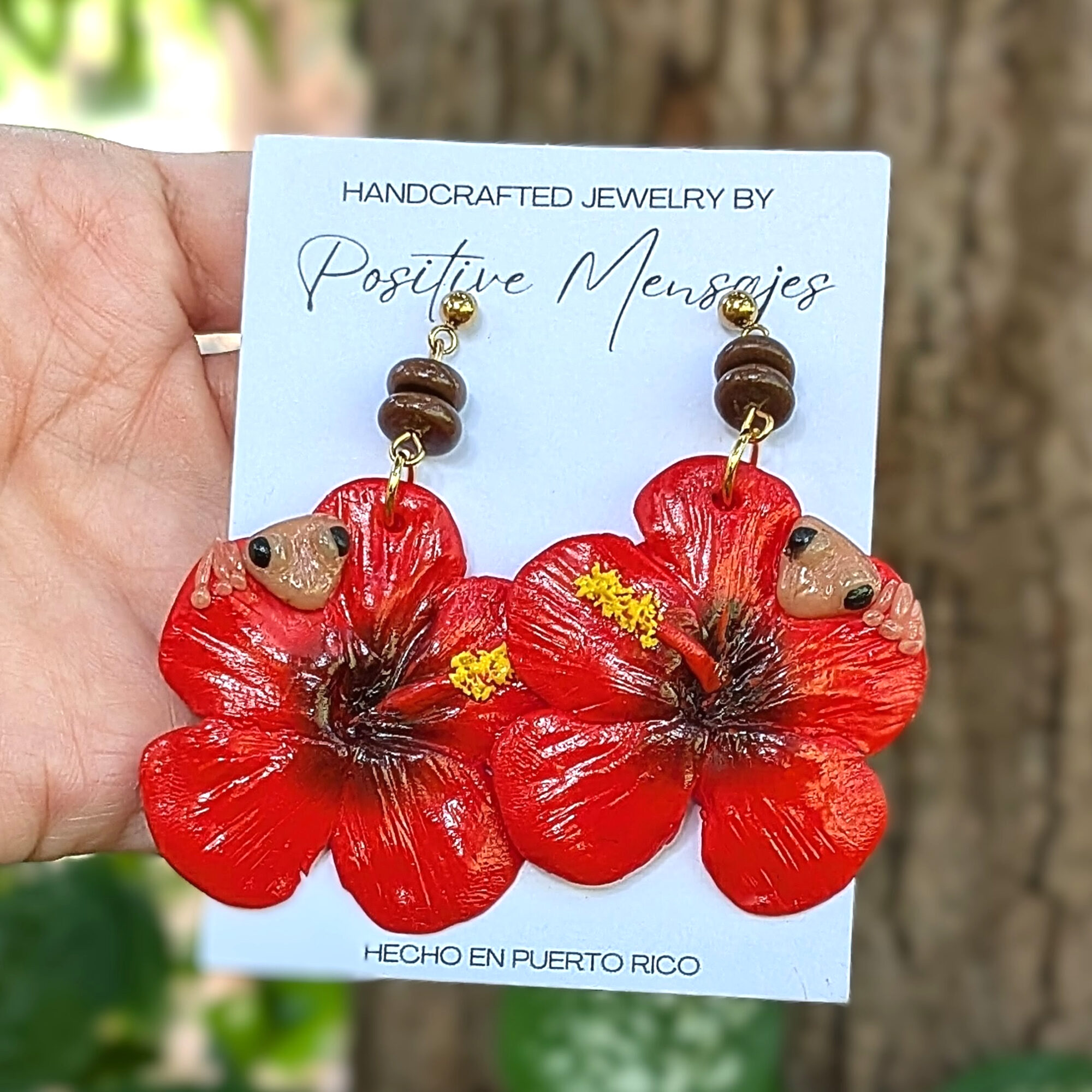 Flor de Maga Earrings with Puerto Rican Frog & Handmade Beads - Image 5
