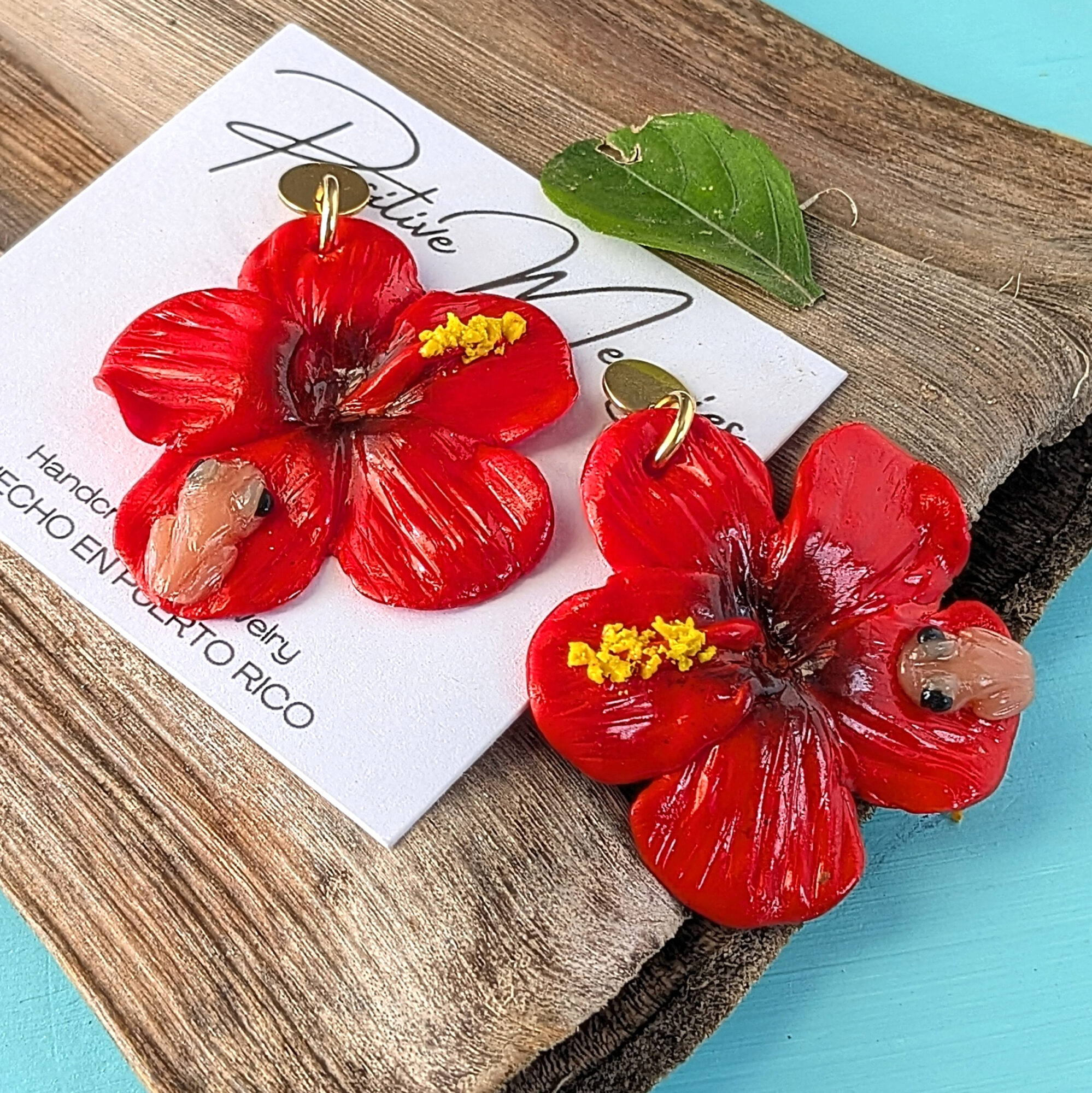 Flor De Maga Earrings with a Touch of the Puerto Rican Frog - Image 5