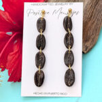Coffee Bean Earrings with Hand-Carved Café Letters