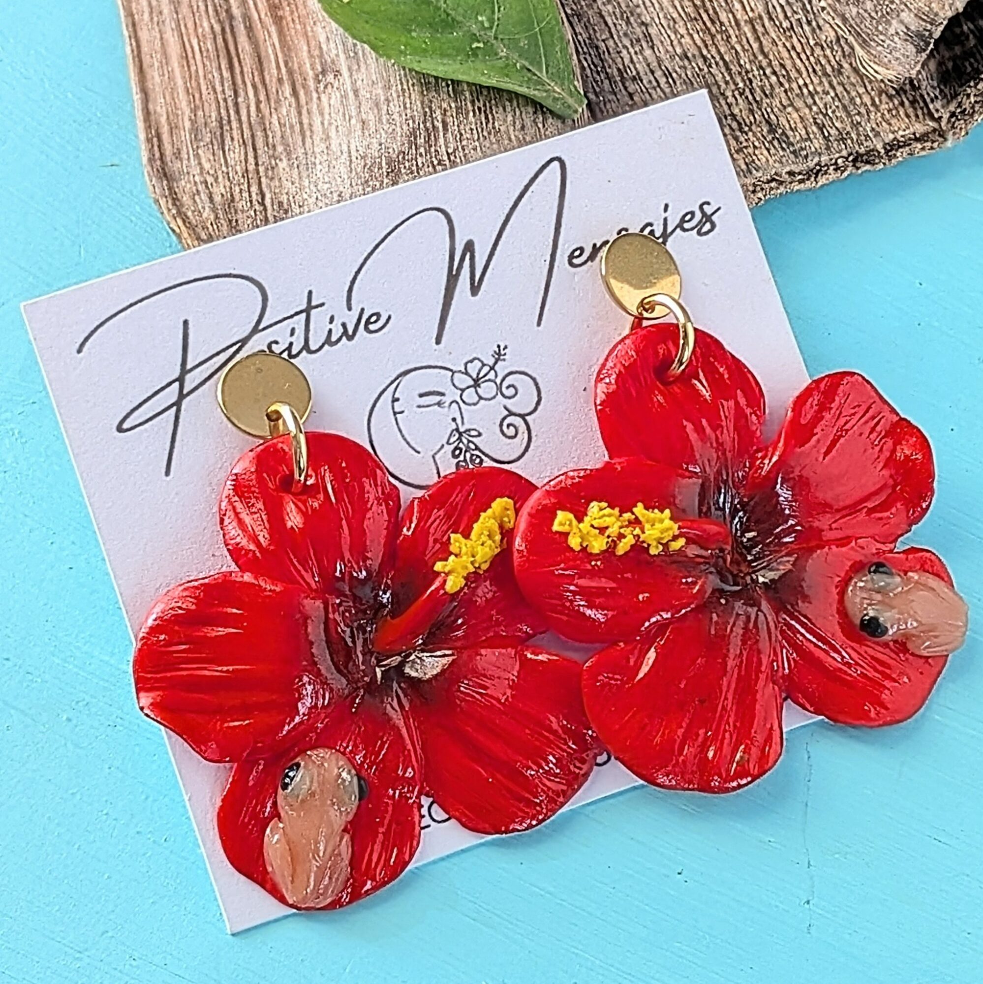 Flor De Maga Earrings with a Touch of the Puerto Rican Frog - Image 3