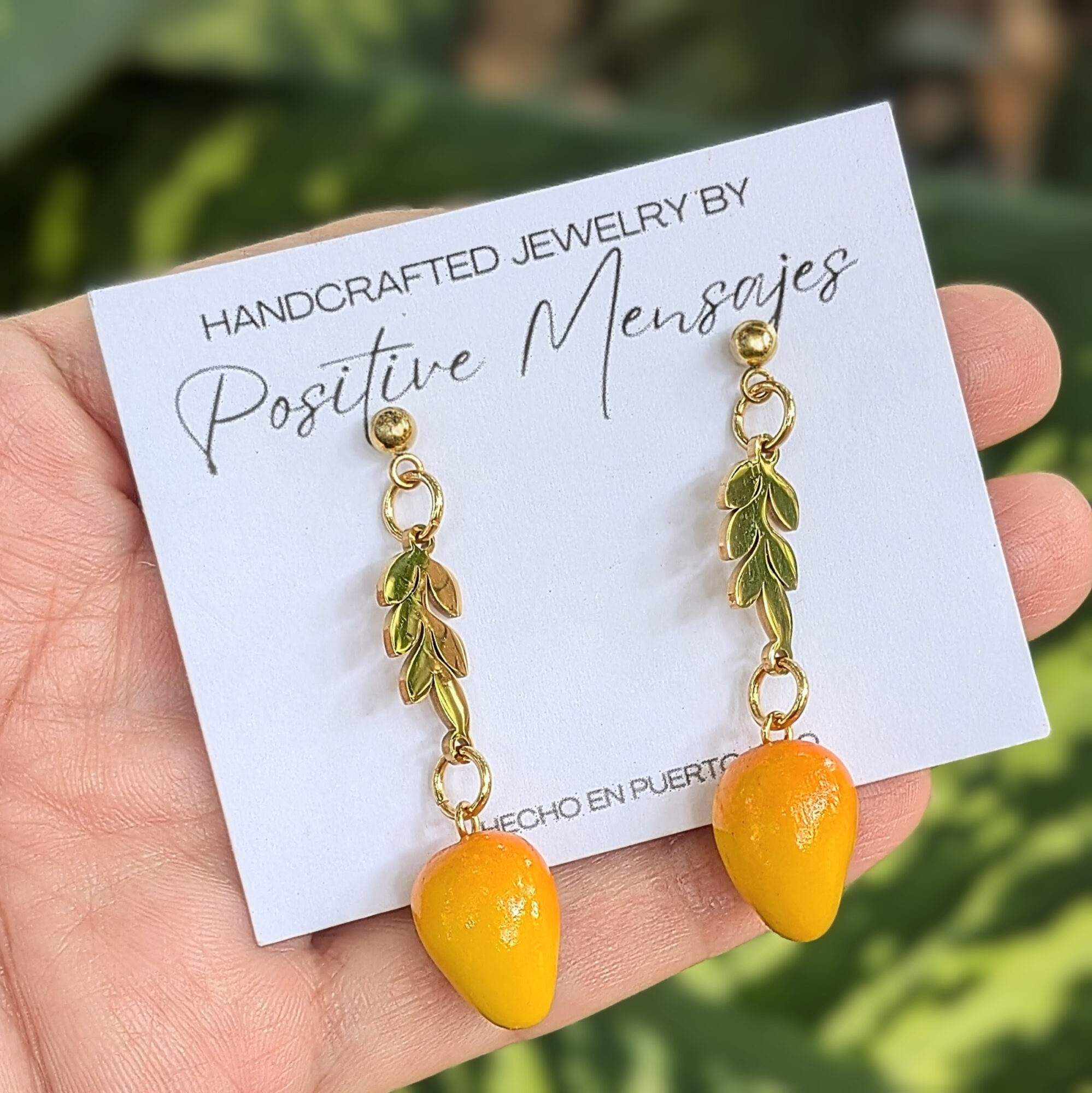Mini Mango Fruit Earrings Inspired by Puerto Rico - Image 2