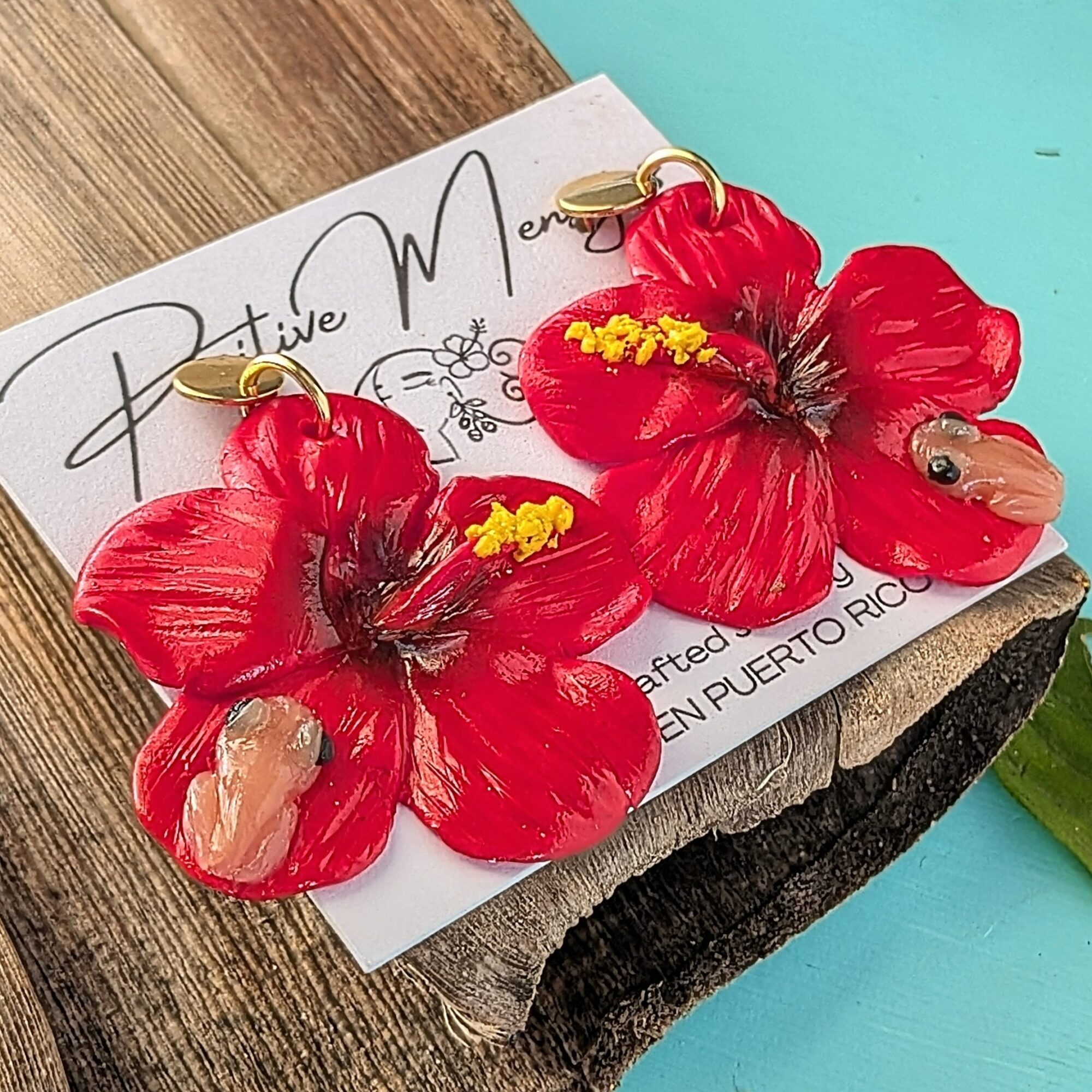 Flor De Maga Earrings with a Touch of the Puerto Rican Frog - Image 4
