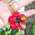 Flor de Maga with Coquí Frog Beaded Necklace
