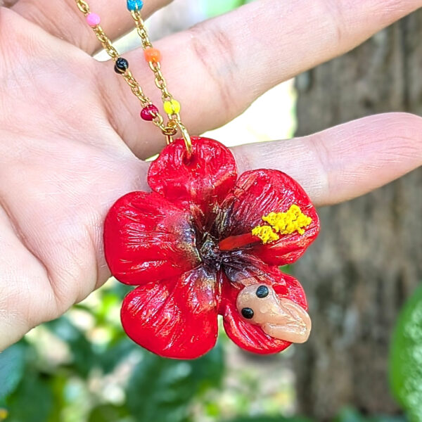 Flor de Maga with Coquí Frog Beaded Necklace