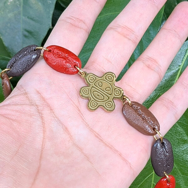 Taíno-Inspired Coffee Bracelet with Sun God Symbol