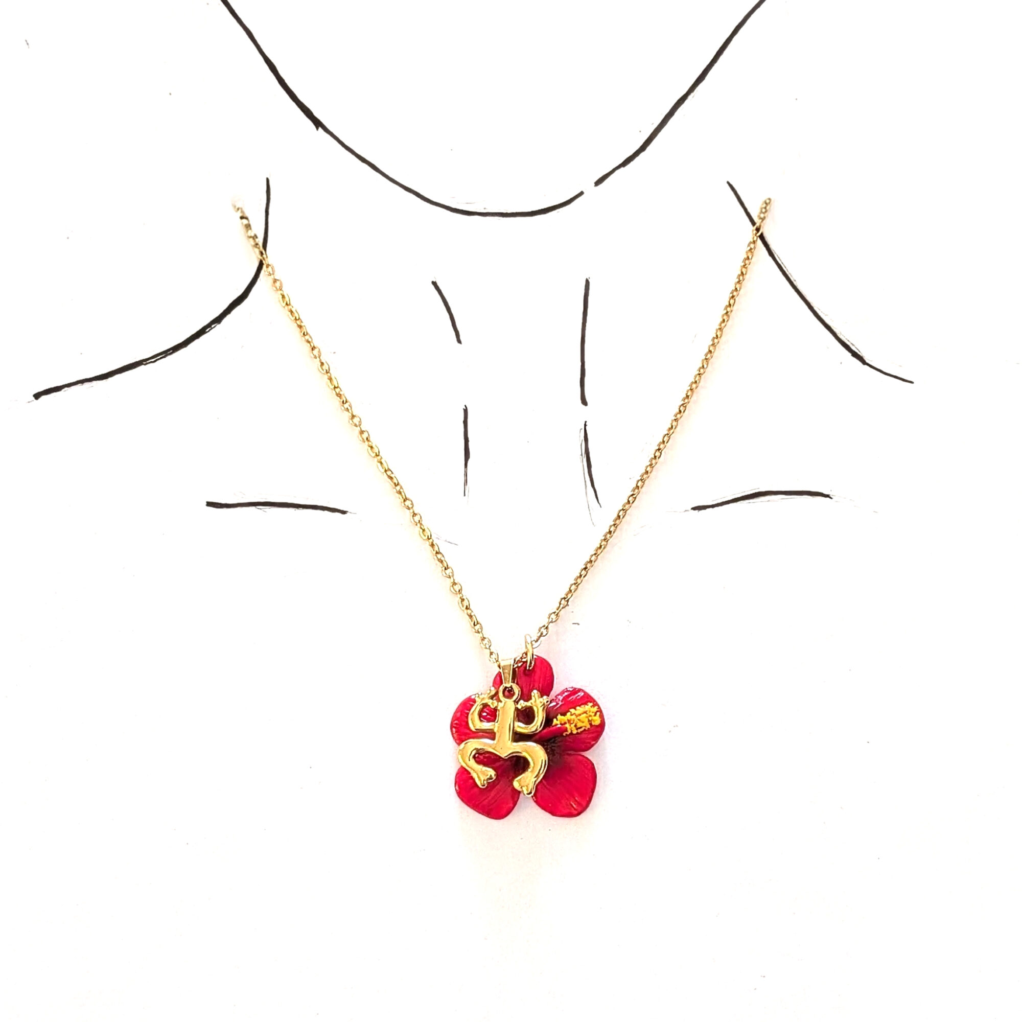 Taíno Coquí Symbol Necklace with Flor de Maga Flower - Image 5