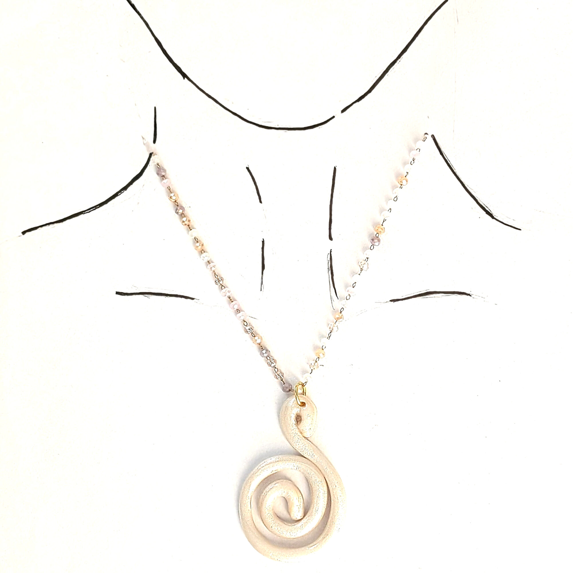 Taíno-Inspired Caracol Rhombus Bead Necklace - Image 4