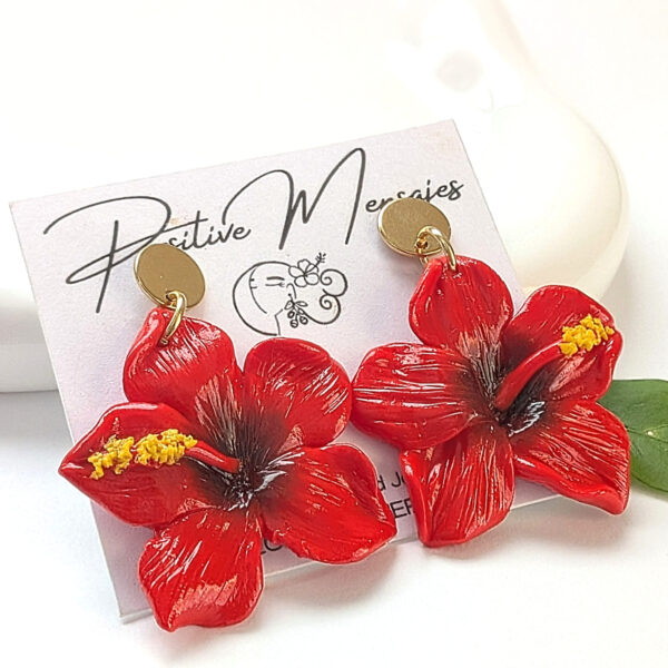 Puerto Rico Mini Red Hibiscus Flower Earrings