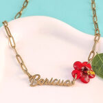 Boricua Rolo Chain Necklace with Flor de Maga Flower
