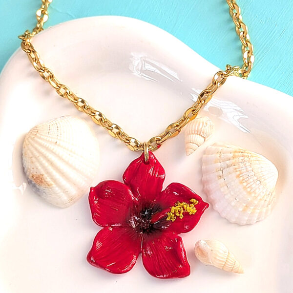 Puerto Rico Hibiscus Flower Statement Necklace