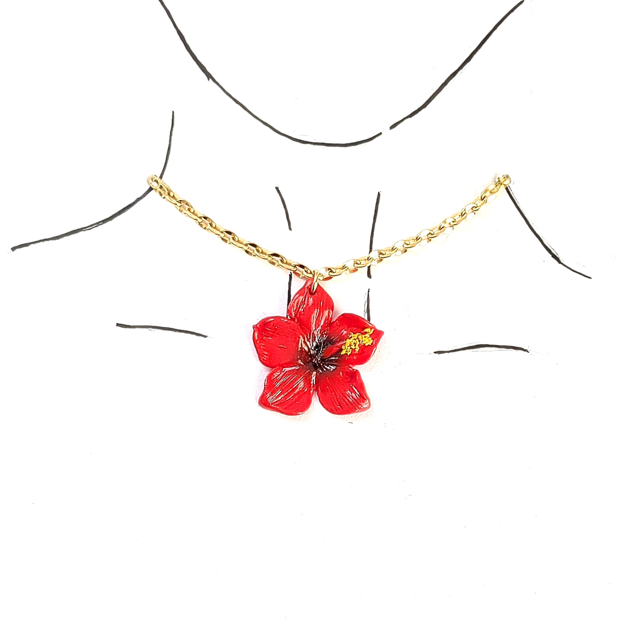 Puerto Rico Hibiscus Flower Statement Necklace - Image 7