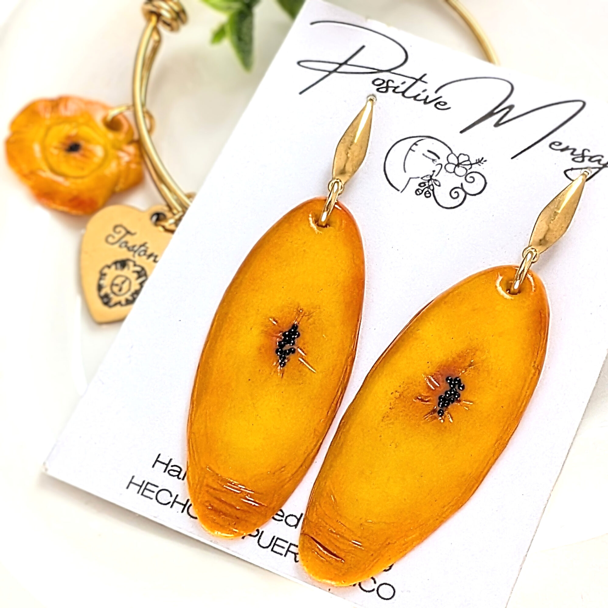 Caribbean Sweet Plantain Earrings With Rhombus Hooks - Image 4