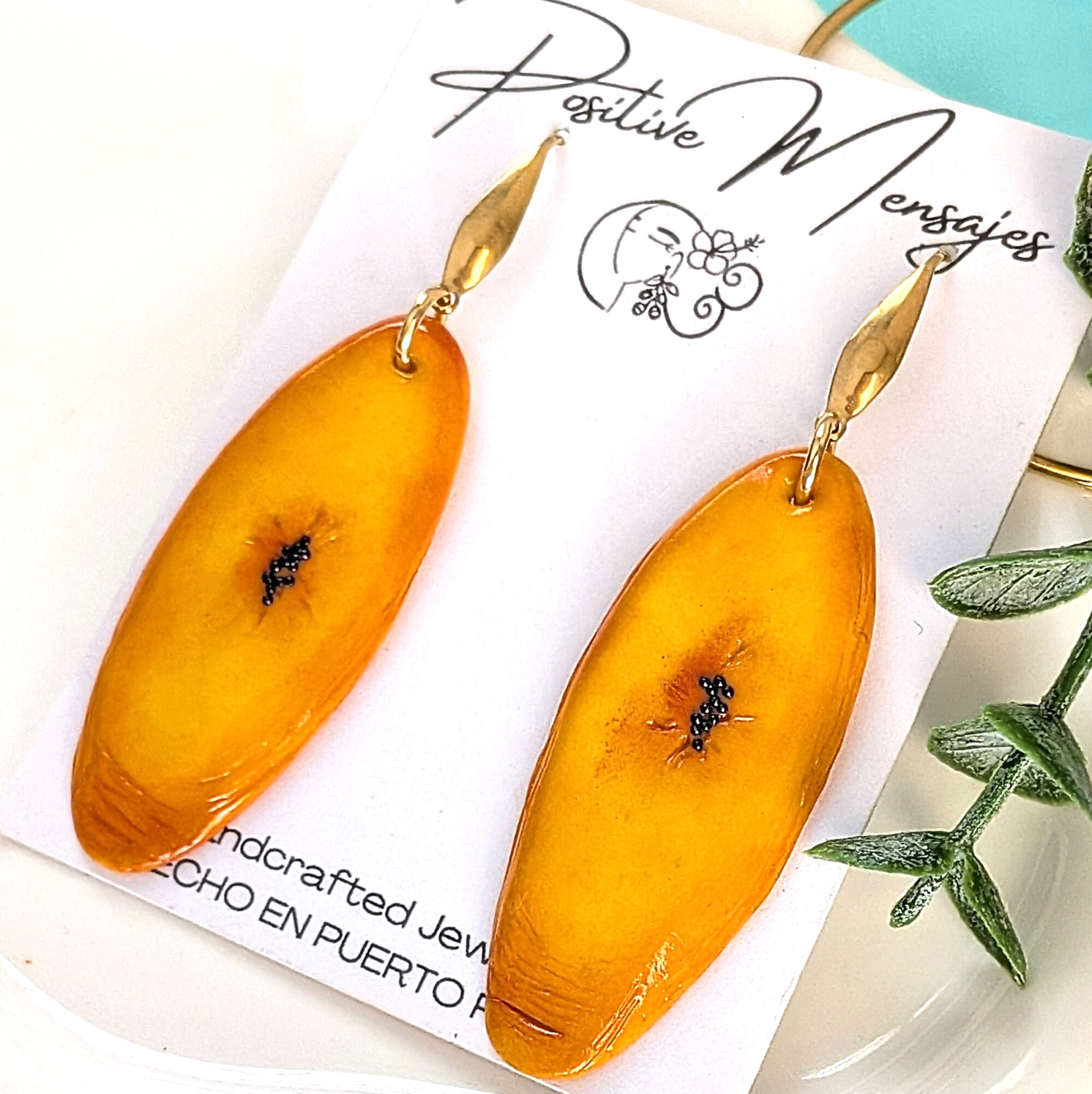 Caribbean Sweet Plantain Earrings With Rhombus Hooks - Image 3
