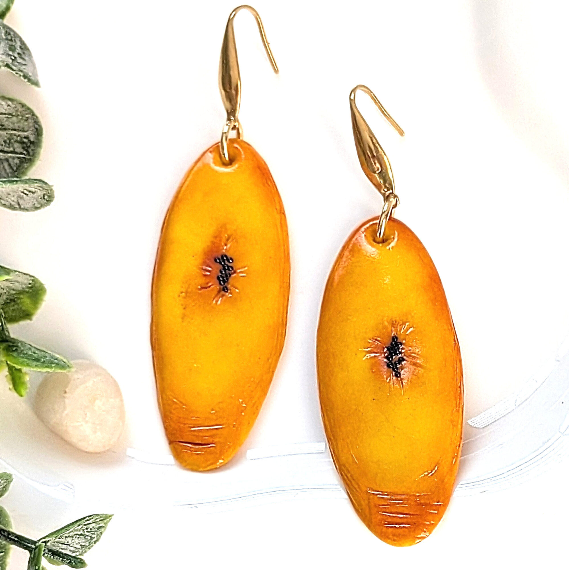 Caribbean Sweet Plantain Earrings With Rhombus Hooks - Image 2