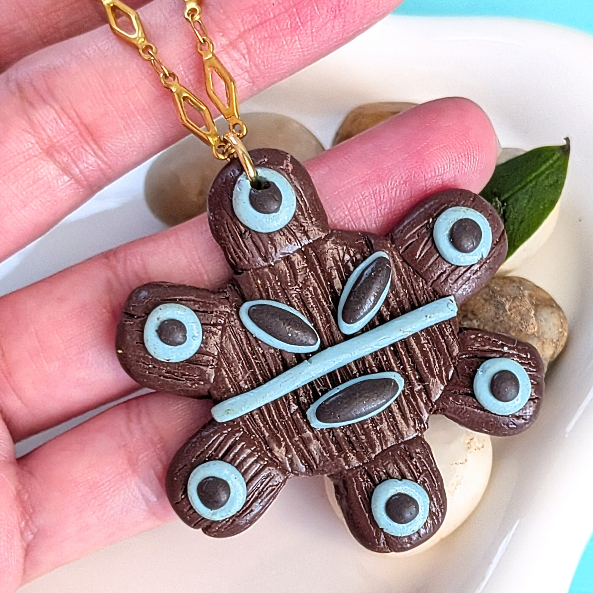 Taino-Inspired Sol Pendant Necklace With Rhombus Chain - Image 6
