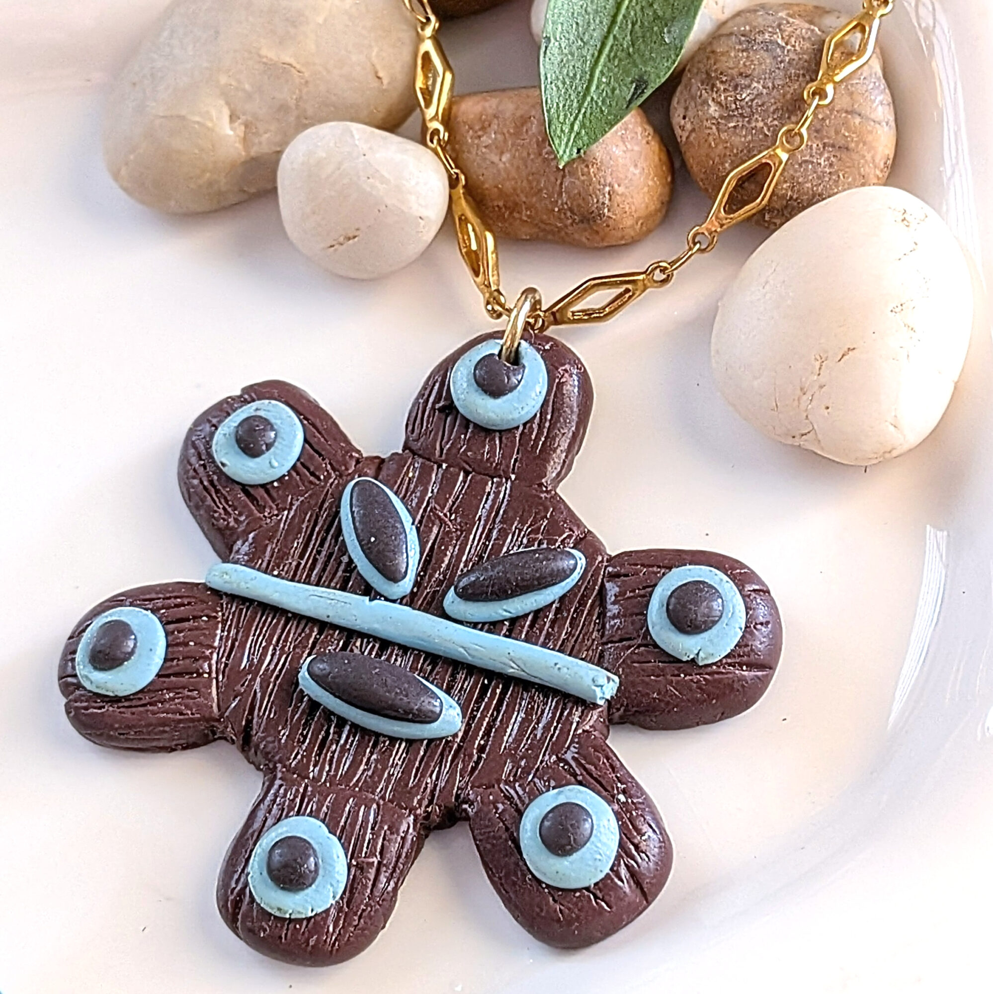 Taino-Inspired Sol Pendant Necklace With Rhombus Chain