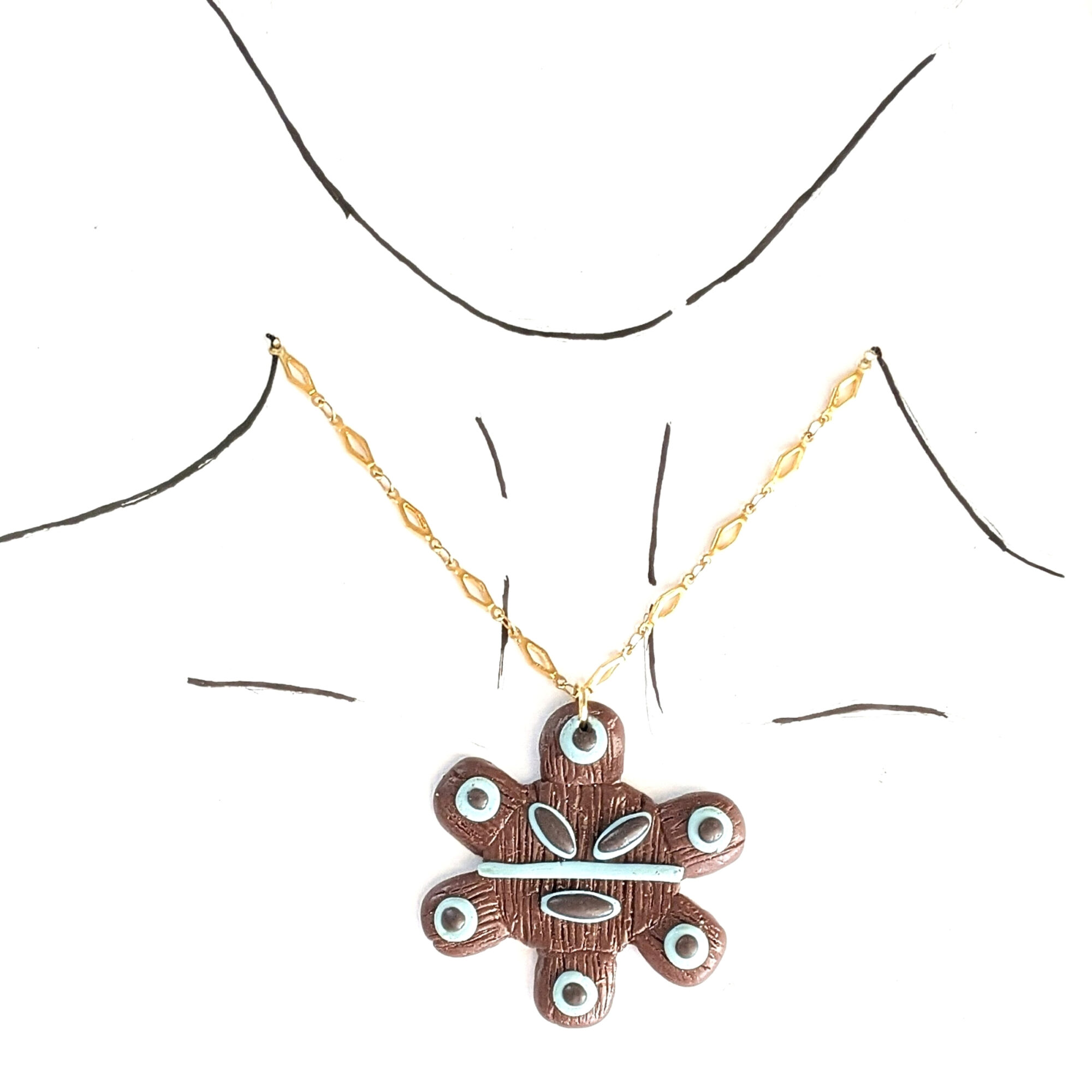 Taino-Inspired Sol Pendant Necklace With Rhombus Chain - Image 7