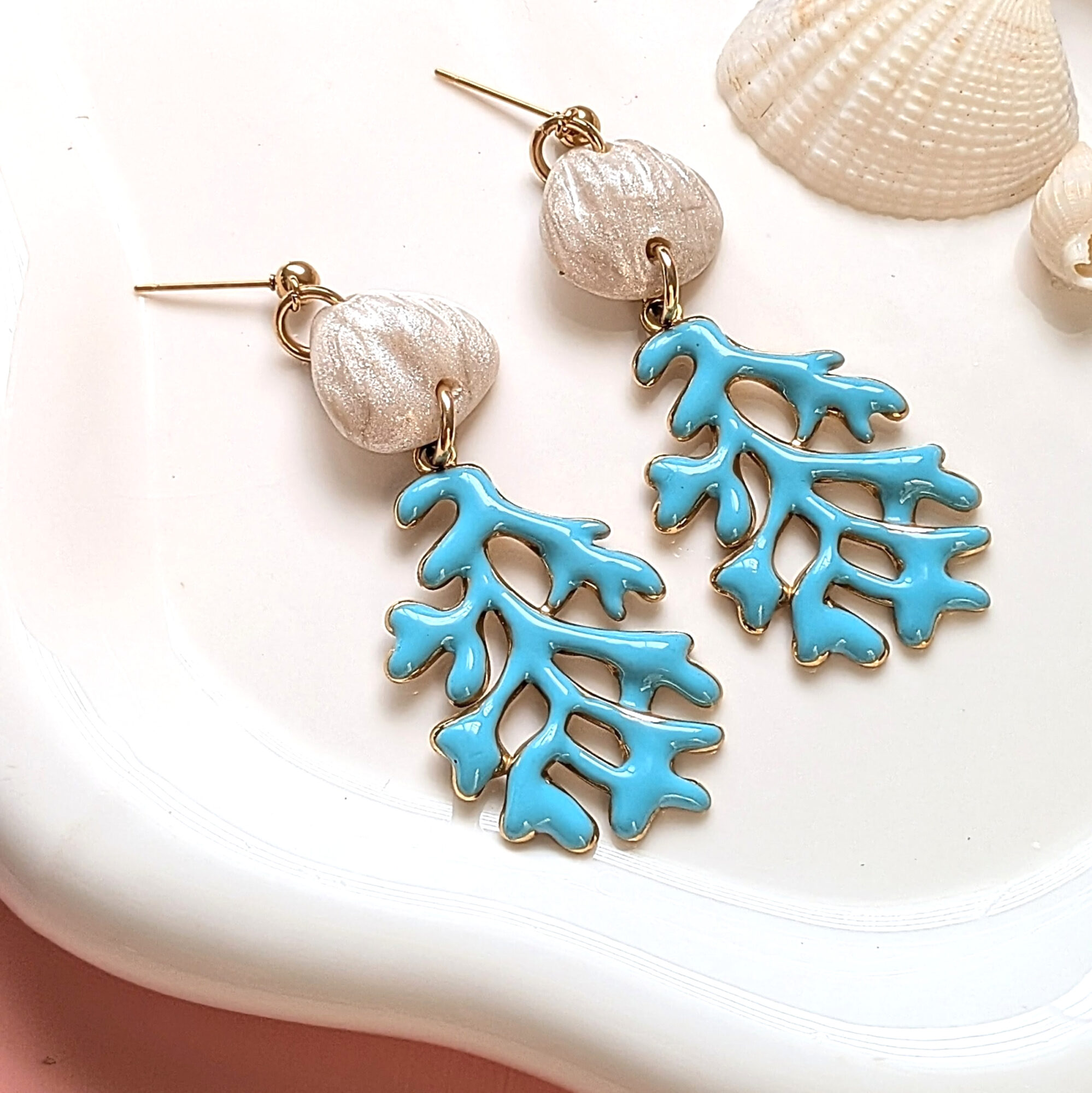 Puerto Rico Coral Reef Shell Earrings - Image 2