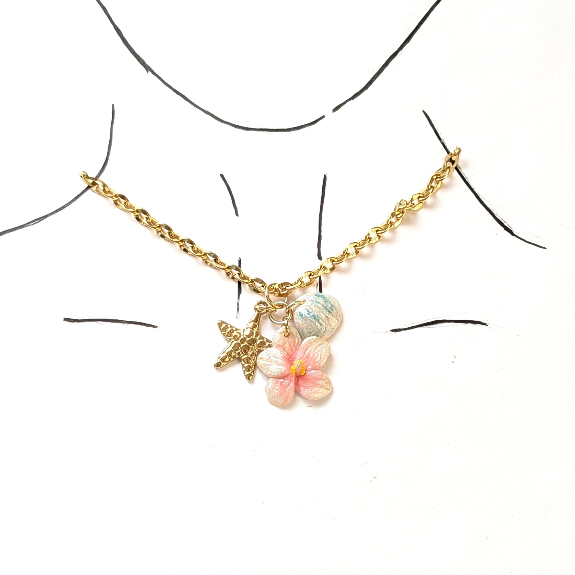 Puerto Rico Beach Inspired Flower Shell and Starfish Necklace - Image 8