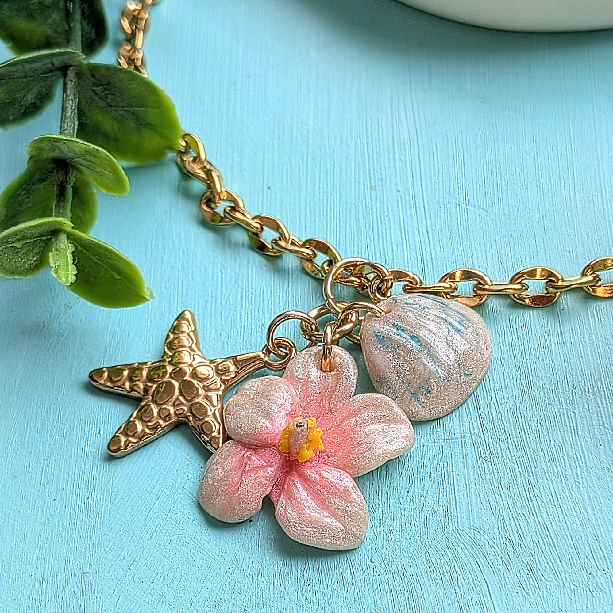 Puerto Rico Beach Inspired Flower Shell and Starfish Necklace - Image 6