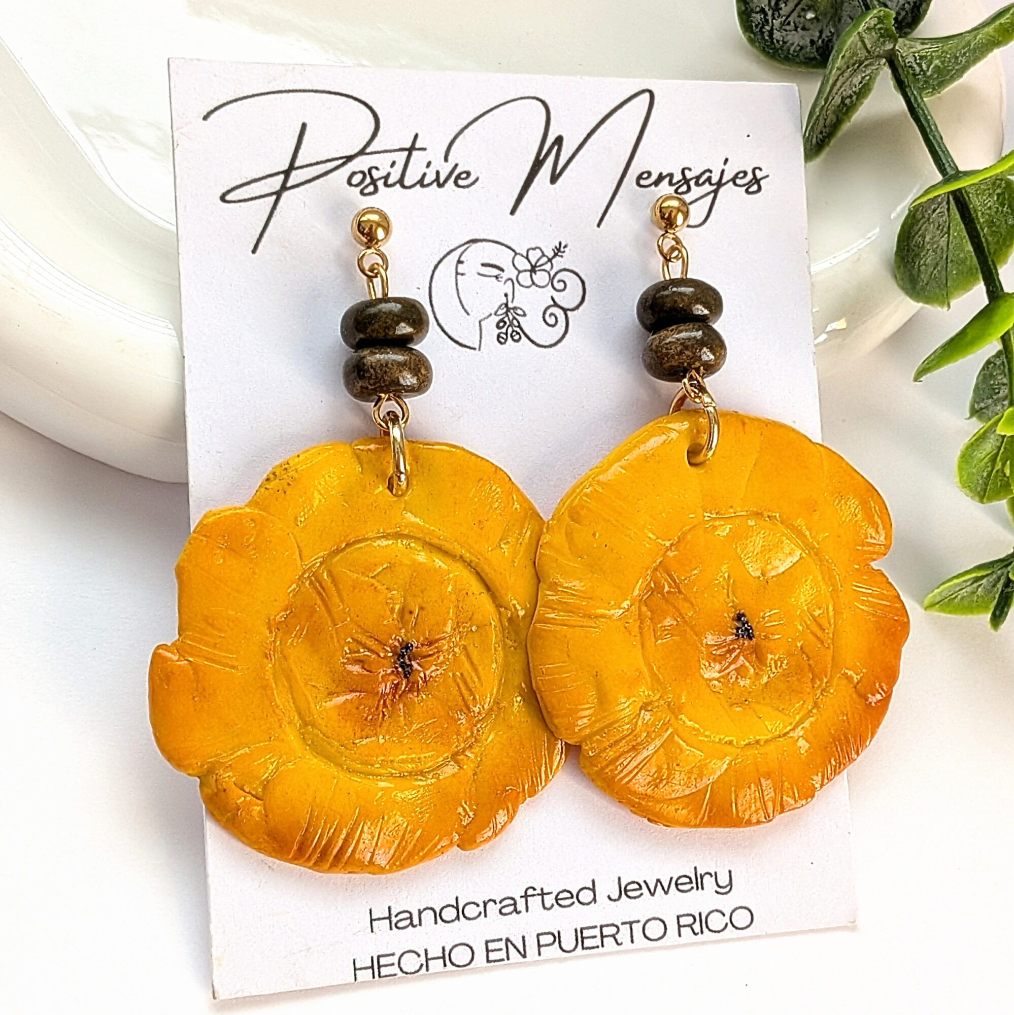 Handmade Tropical Tostones With Beads Earrings - Image 2