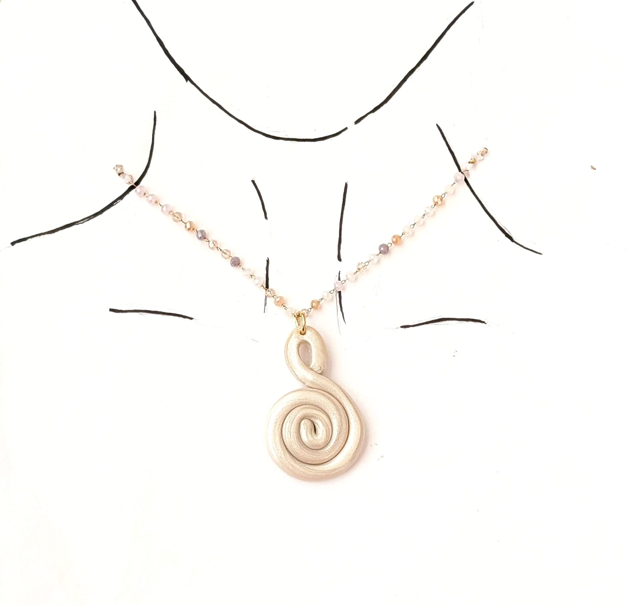 Taíno-Inspired Caracol Rhombus Bead Necklace - Image 7