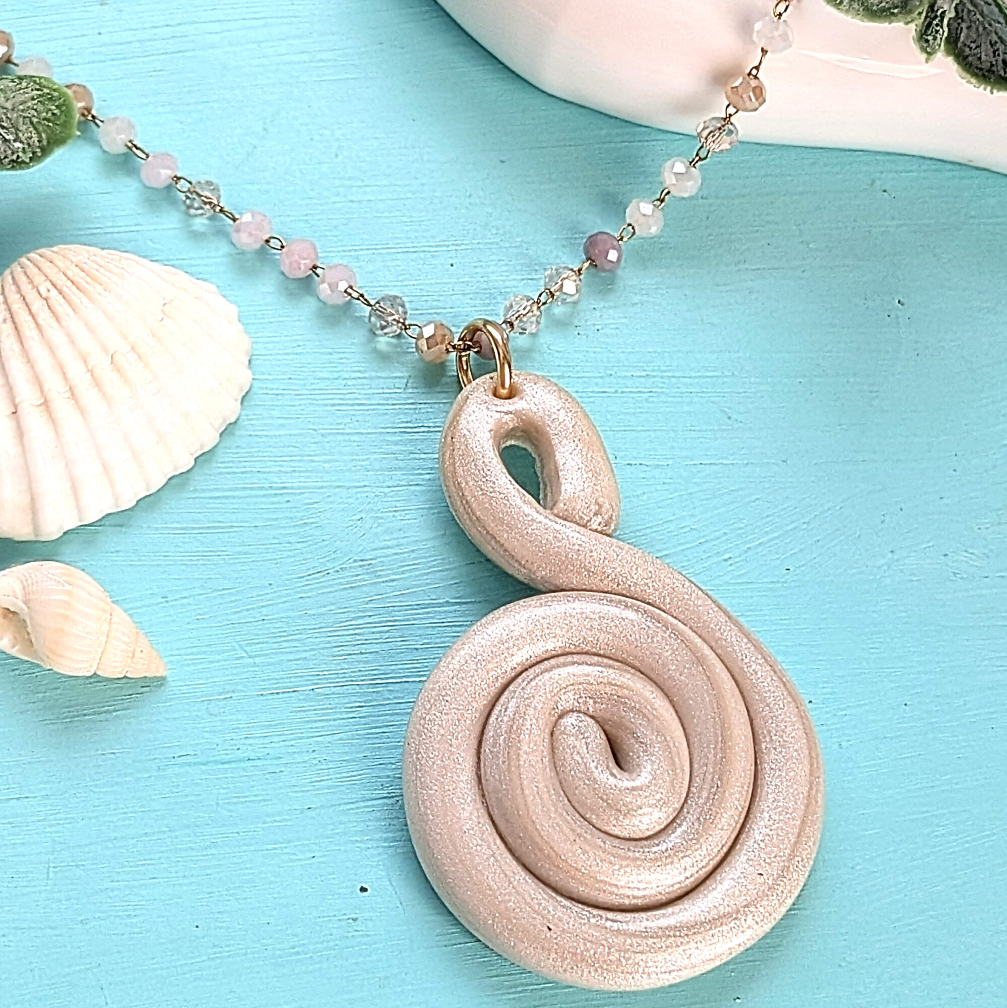 Taíno-Inspired Caracol Rhombus Bead Necklace - Image 3