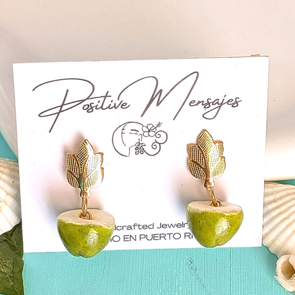 Green Coconut Stud Earrings From Puerto Rico