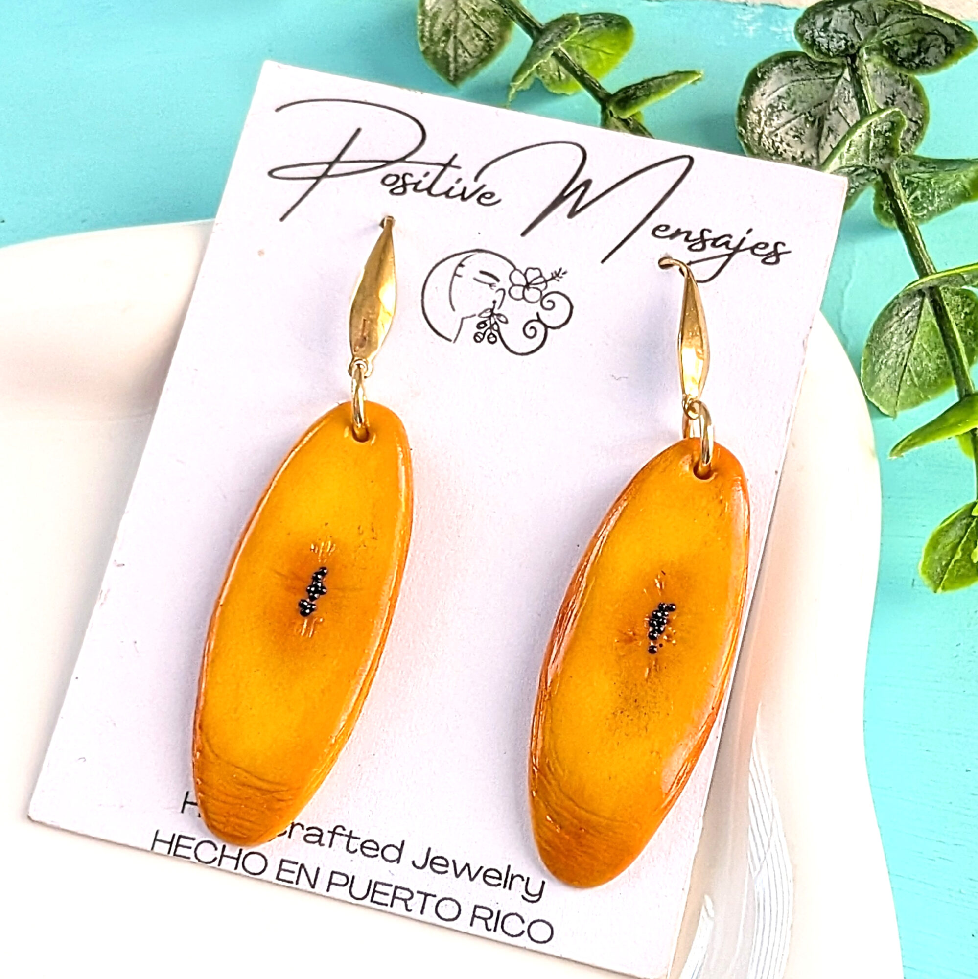 Caribbean Sweet Plantain Earrings With Rhombus Hooks - Image 2