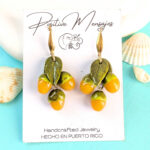 Quenepa Fruit With Leaves Earrings