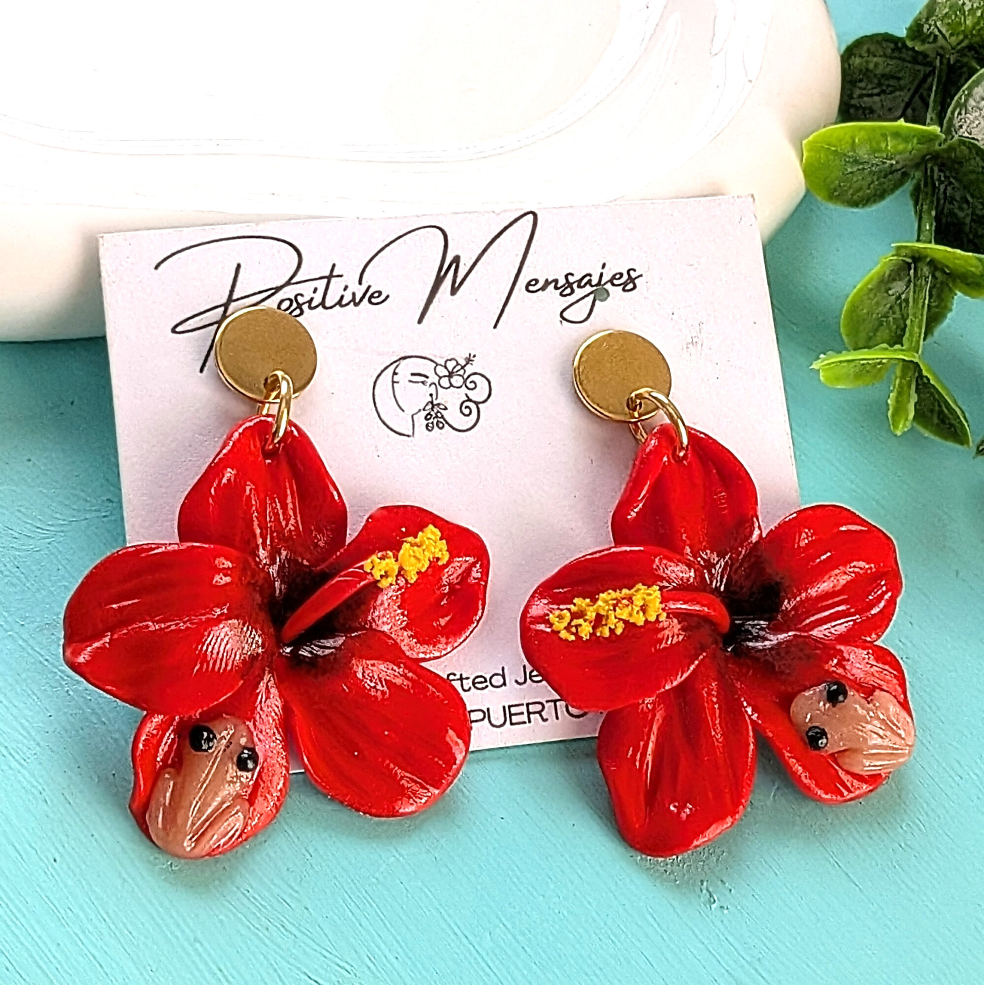 Flor De Maga Earrings with a Touch of the Puerto Rican Frog - Image 2