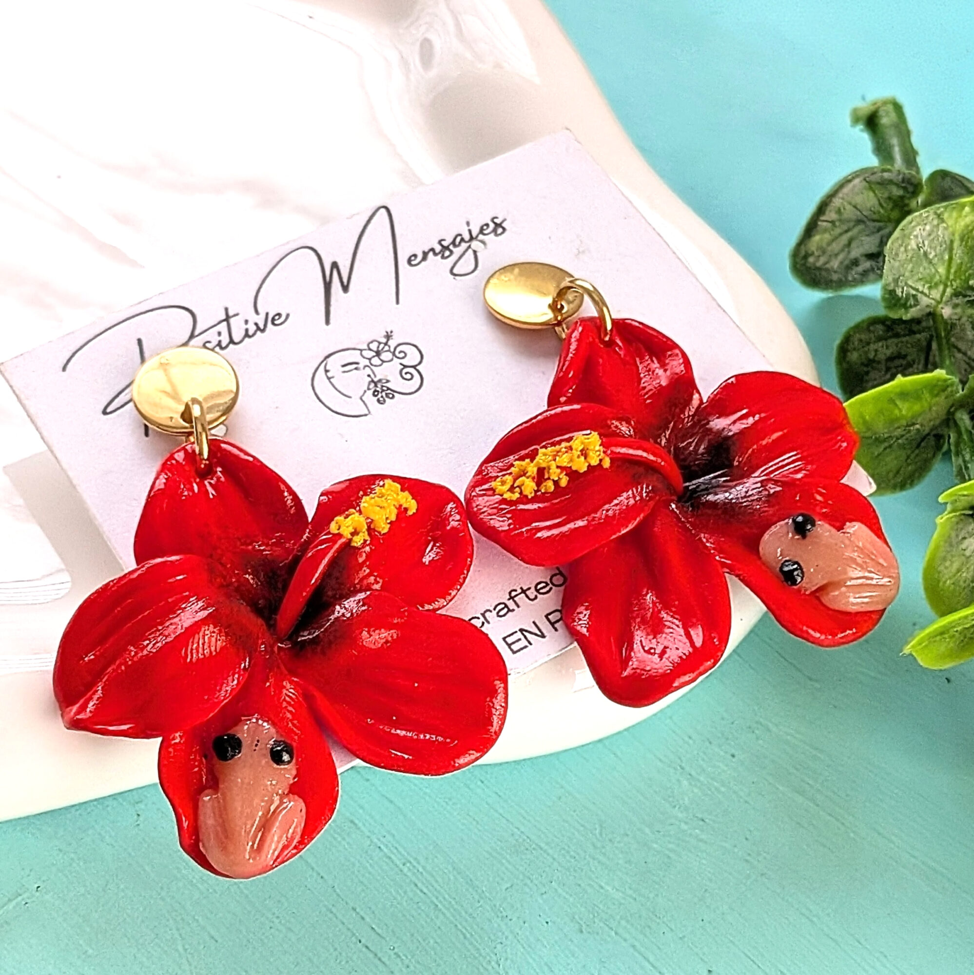Flor De Maga Earrings with a Touch of the Puerto Rican Frog - Image 3