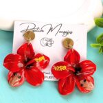Flor De Maga Earrings with a Touch of the Puerto Rican Frog