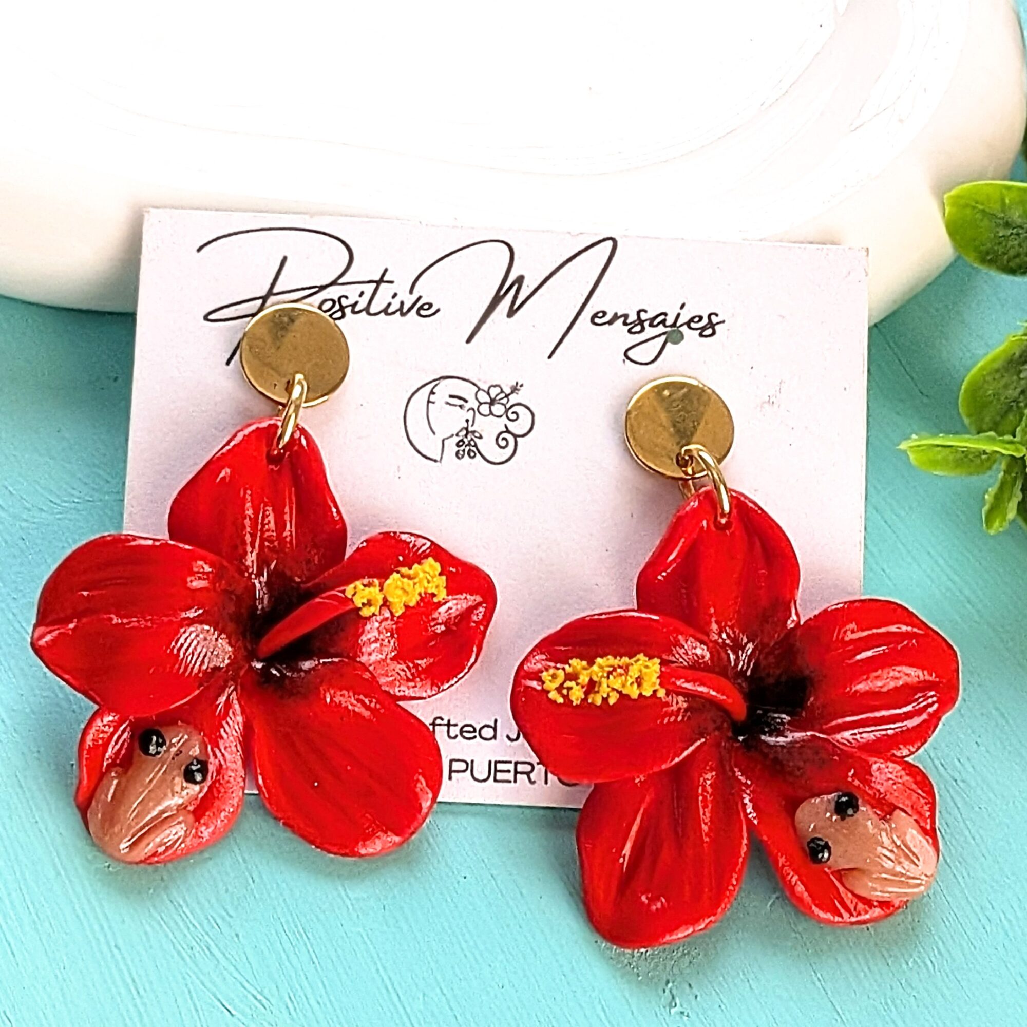 Flor De Maga Earrings with a Touch of the Puerto Rican Frog