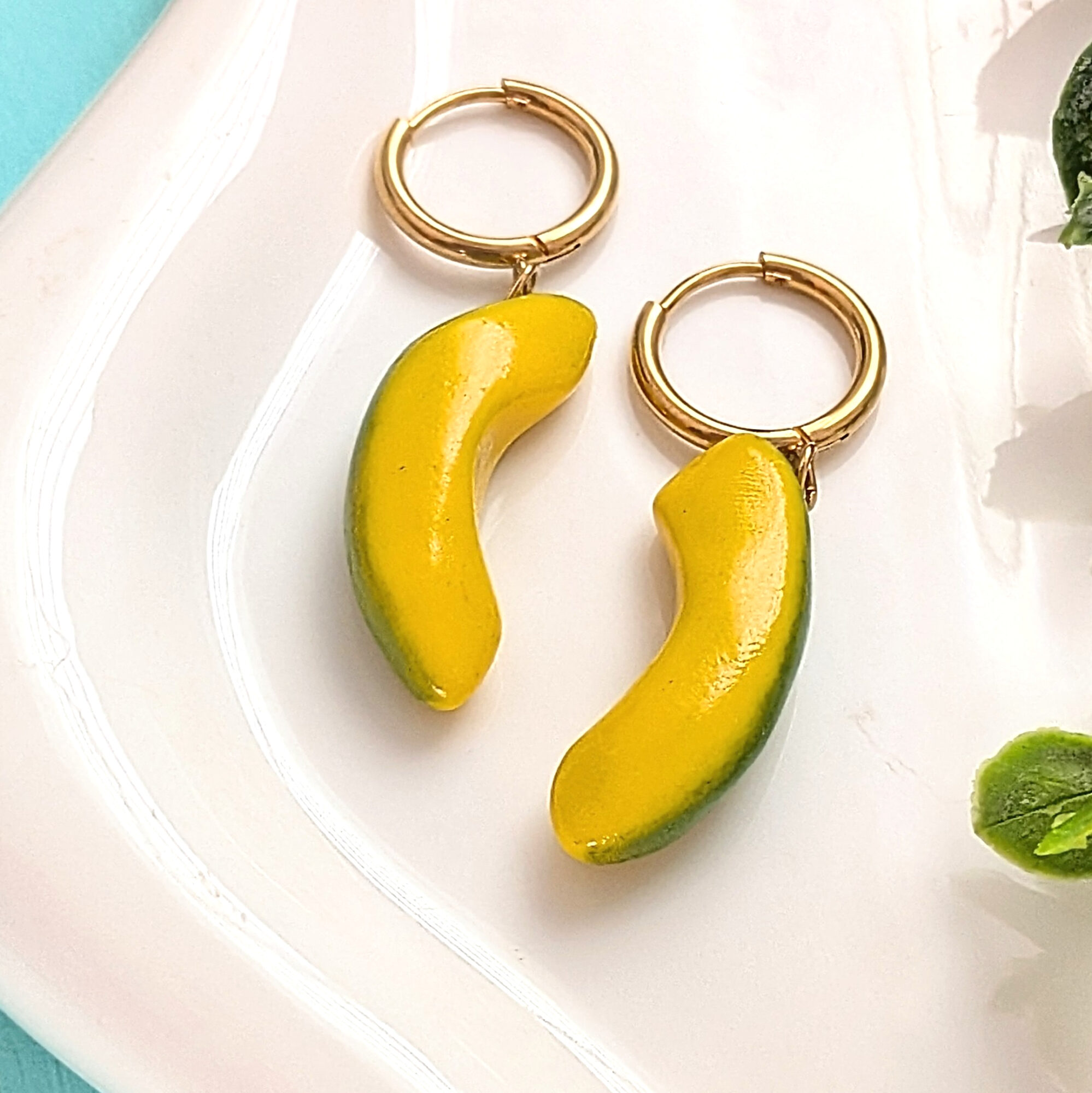 Puerto Rico Avocado Slice Hoop Earrings