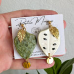 Double Sided Guanabana Fruit Earrings With Leaf and Pendant
