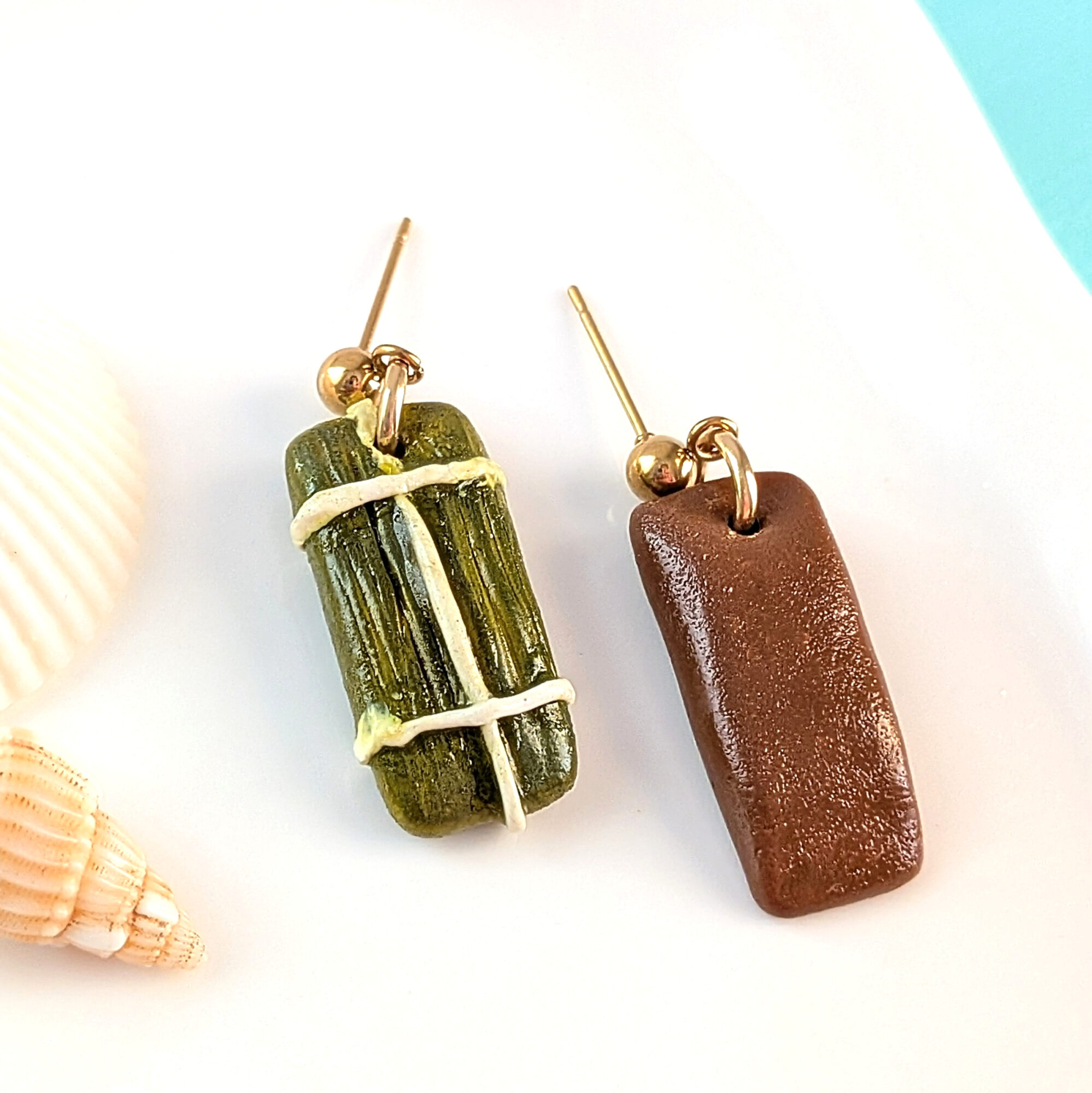 Puerto Rican Pasteles Earrings: Wrapped and Unwrapped - Image 2