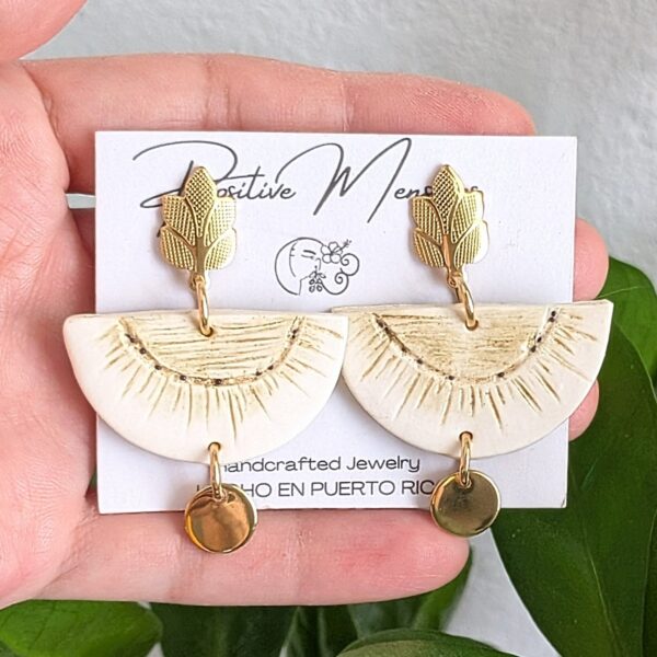 Half Pana Statement Earrings with Tree Post and Pendant